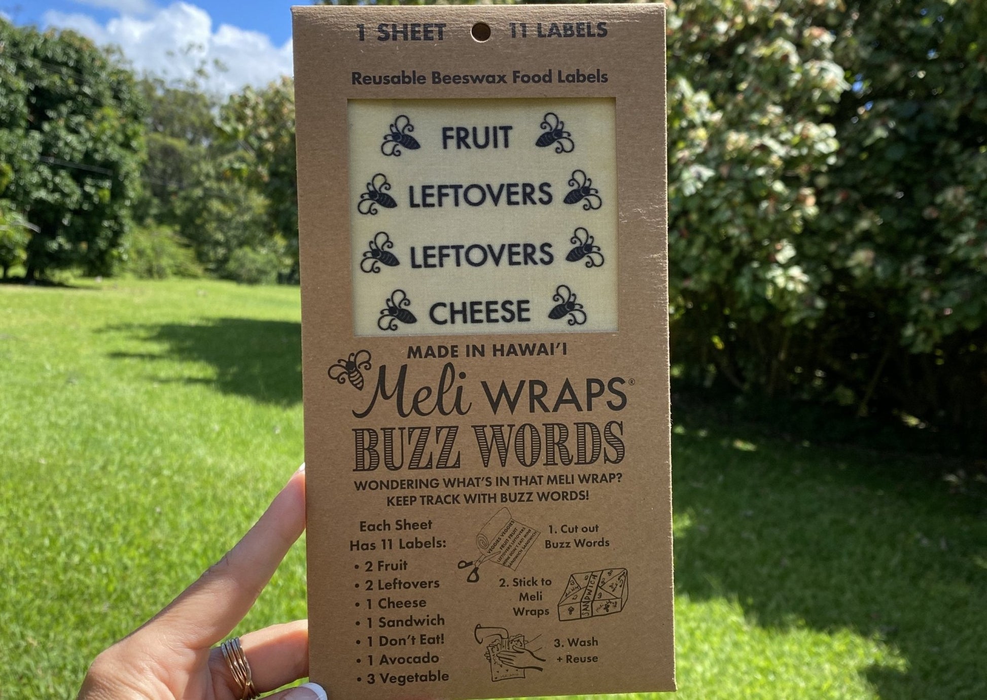 Case of 12 Buzz Words Reusable Beeswax Wrap Food Labels - Tree Spirit Wellness