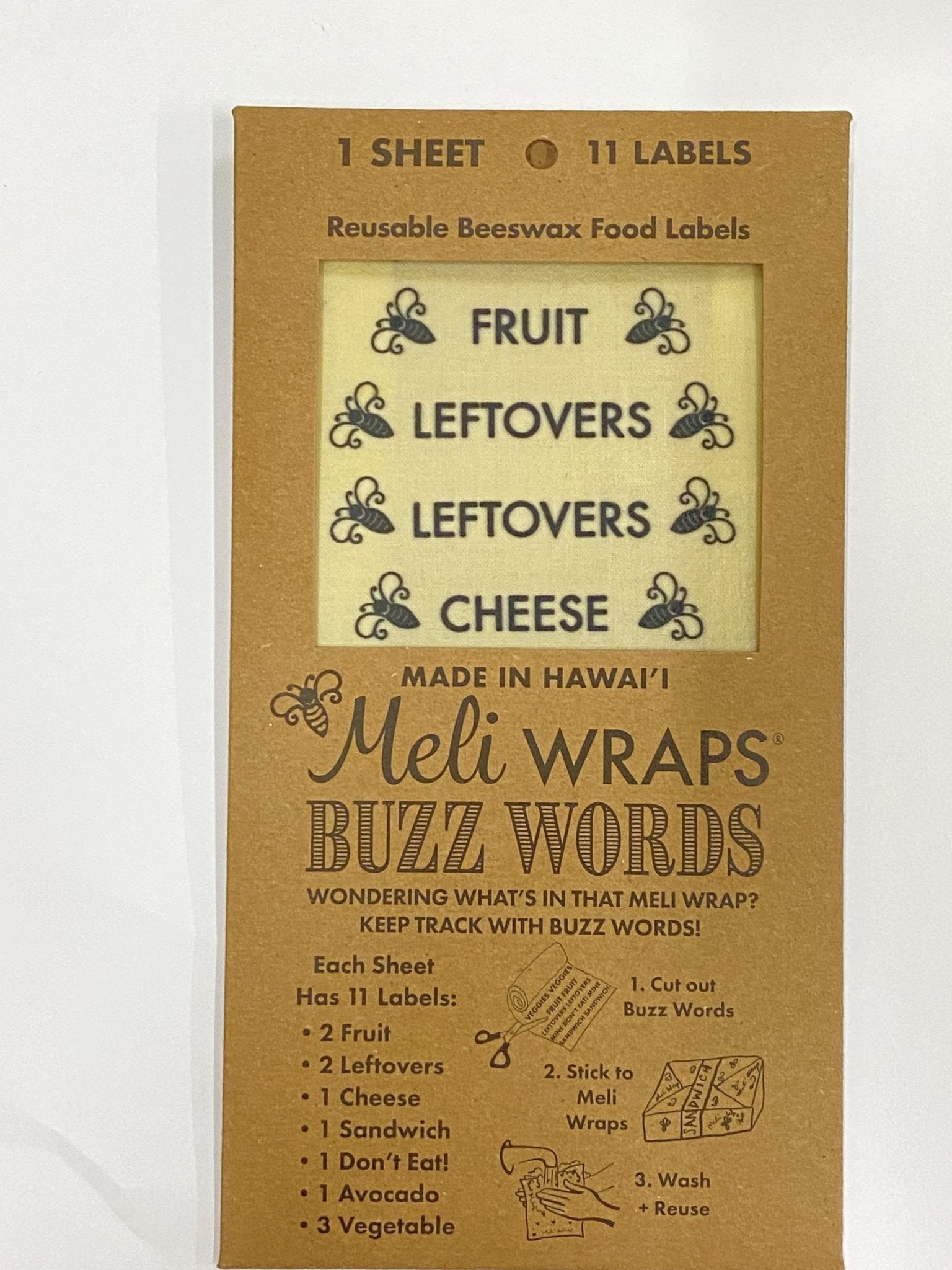 Case of 12 Buzz Words Reusable Beeswax Wrap Food Labels - Tree Spirit Wellness