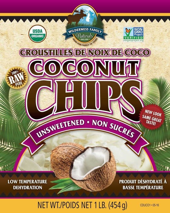 Coconut, Dehydrated at 98 degrees, Certified Organic, unsweetened, chips, 25 lbs. - Tree Spirit Wellness