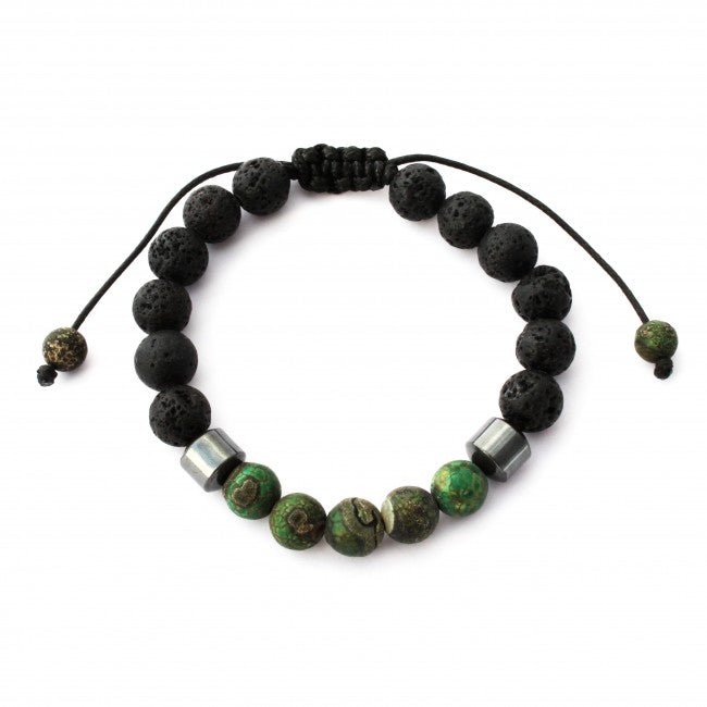 Dark Green Cracked Agate Adjustable Aromatherapy Bracelet - Tree Spirit Wellness