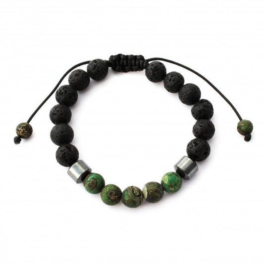 Dark Green Cracked Agate Adjustable Aromatherapy Bracelet - Tree Spirit Wellness