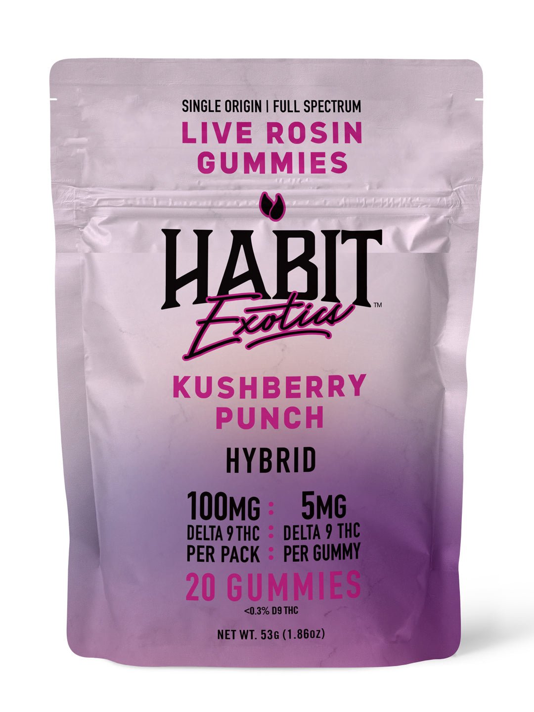 Live Rosin Gummies 5gm D9 THC 20 Gummies Kushberry Punch (Hybrid) – 10PK - Tree Spirit Wellness