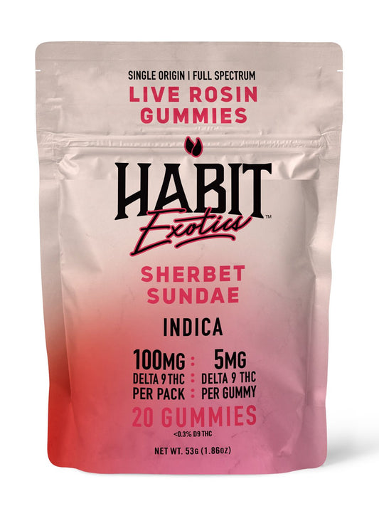 Live Rosin Gummies 5gm D9 THC 20 Gummies Sherbet Sandae (Indica) – 10PK - Tree Spirit Wellness