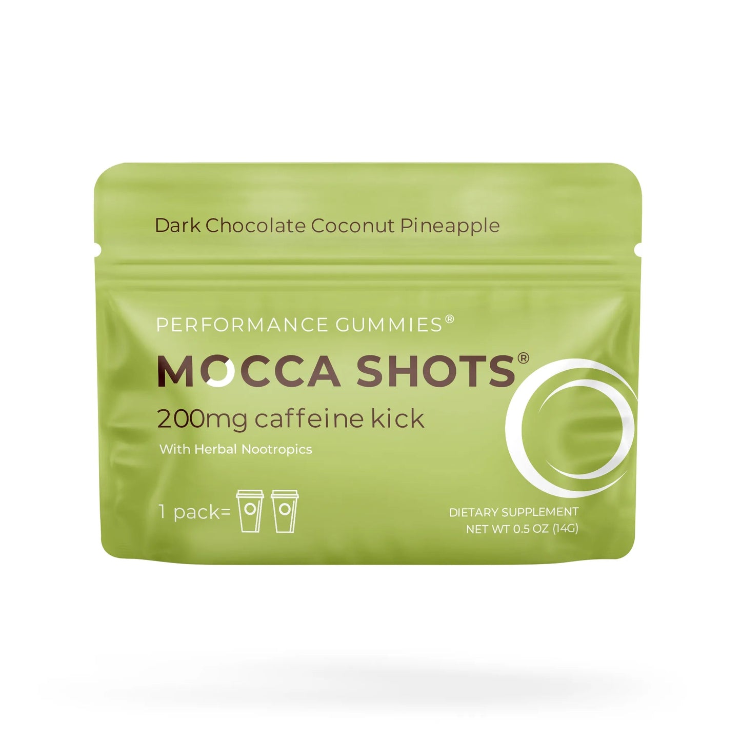 Mocca Shots High Energy Gummies with Caffeine Dark Coconut Pineapple(12 - Pack) - Tree Spirit Wellness