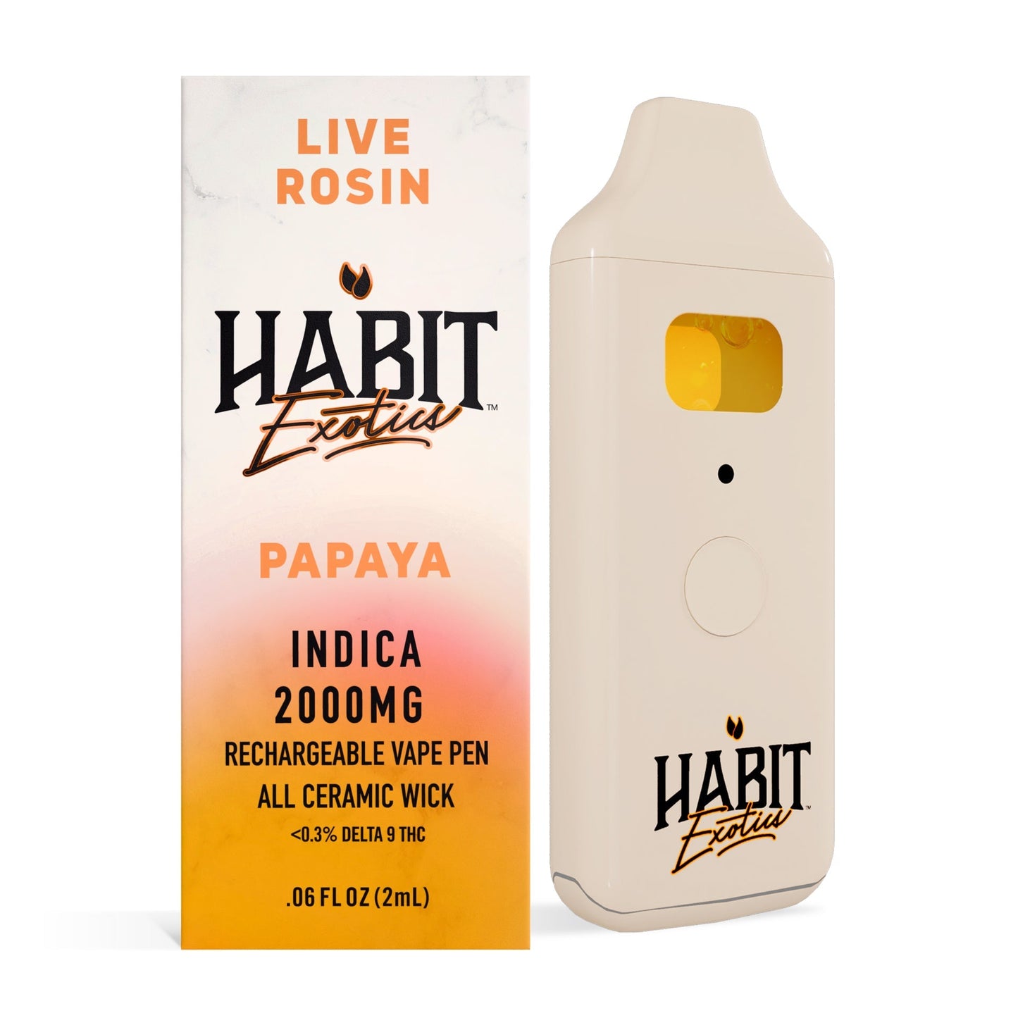 New! 2000mg Live Rosin Rechargeable Vape - Papaya (Indica) - 10 Pack - Tree Spirit Wellness