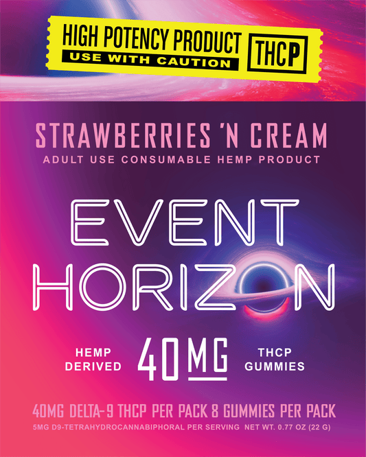 NEW! Event Horizon THCP gummies Stawberries n Cream~40mg Box of 10 - Tree Spirit Wellness