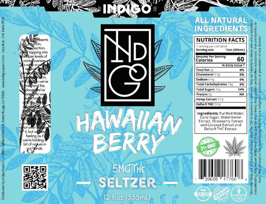 New! Indigo Seltzer Hawaiian Berry 5mg - Case of 12 - Tree Spirit Wellness