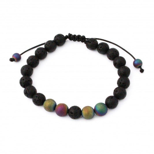 Rainbow Aura Quartz Adjustable Aromatherapy Bracelet - Tree Spirit Wellness