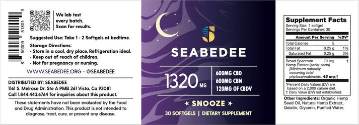 Seabedee Snooze Soft Gel 1320mg Cannabinoids - Tree Spirit Wellness