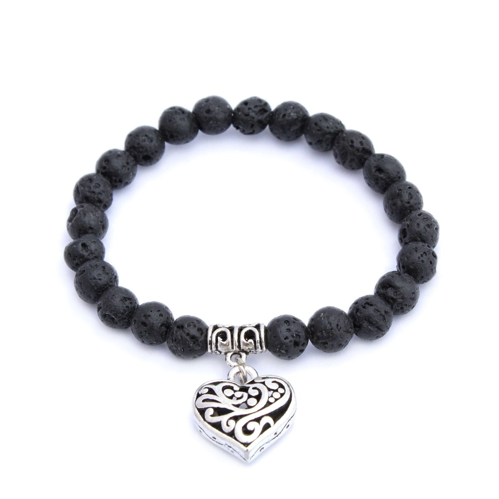 Silver Heart Aromatherapy Bracelet - Tree Spirit Wellness