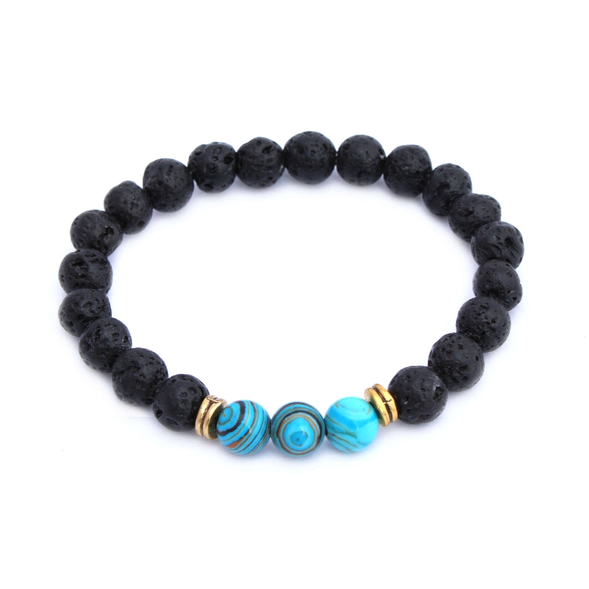 Striped Turquoise Aromatherapy Bracelet - Tree Spirit Wellness