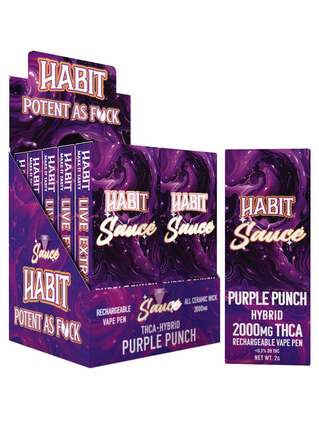 THCA 2000mg 10pk Rechargeable Vape - Purple Punch (Hybrid) - Tree Spirit Wellness