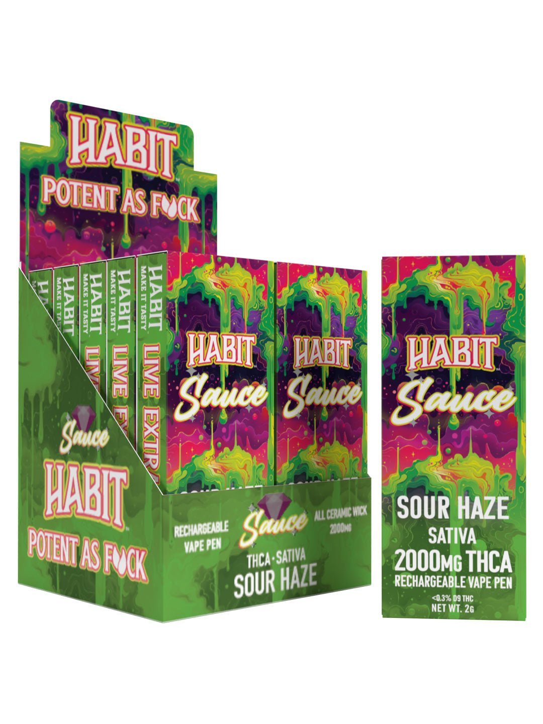 THCA 2000mg 10pk Rechargeable Vape - Sour haze (Sativa) - Tree Spirit Wellness