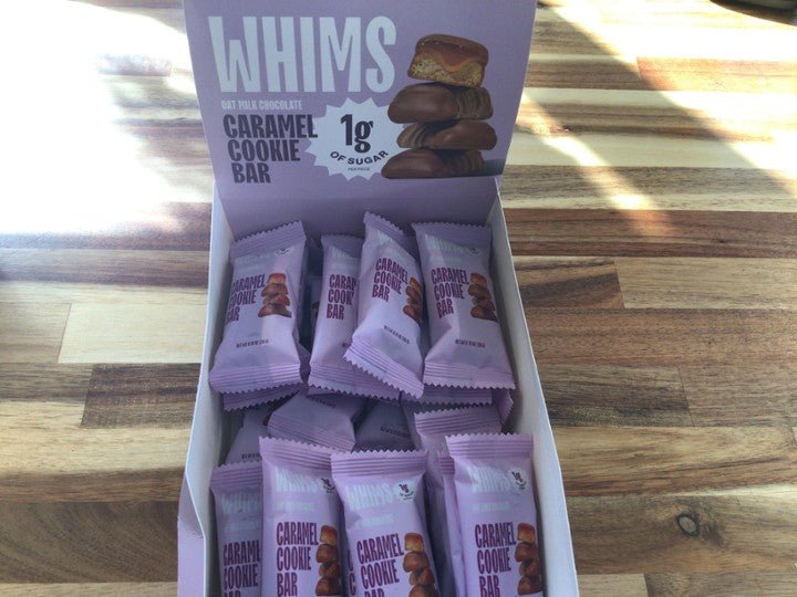 Whims Delights Oat Milk Chocolate Caramel Cookie Bars - Case of 30/singles - Tree Spirit Wellness