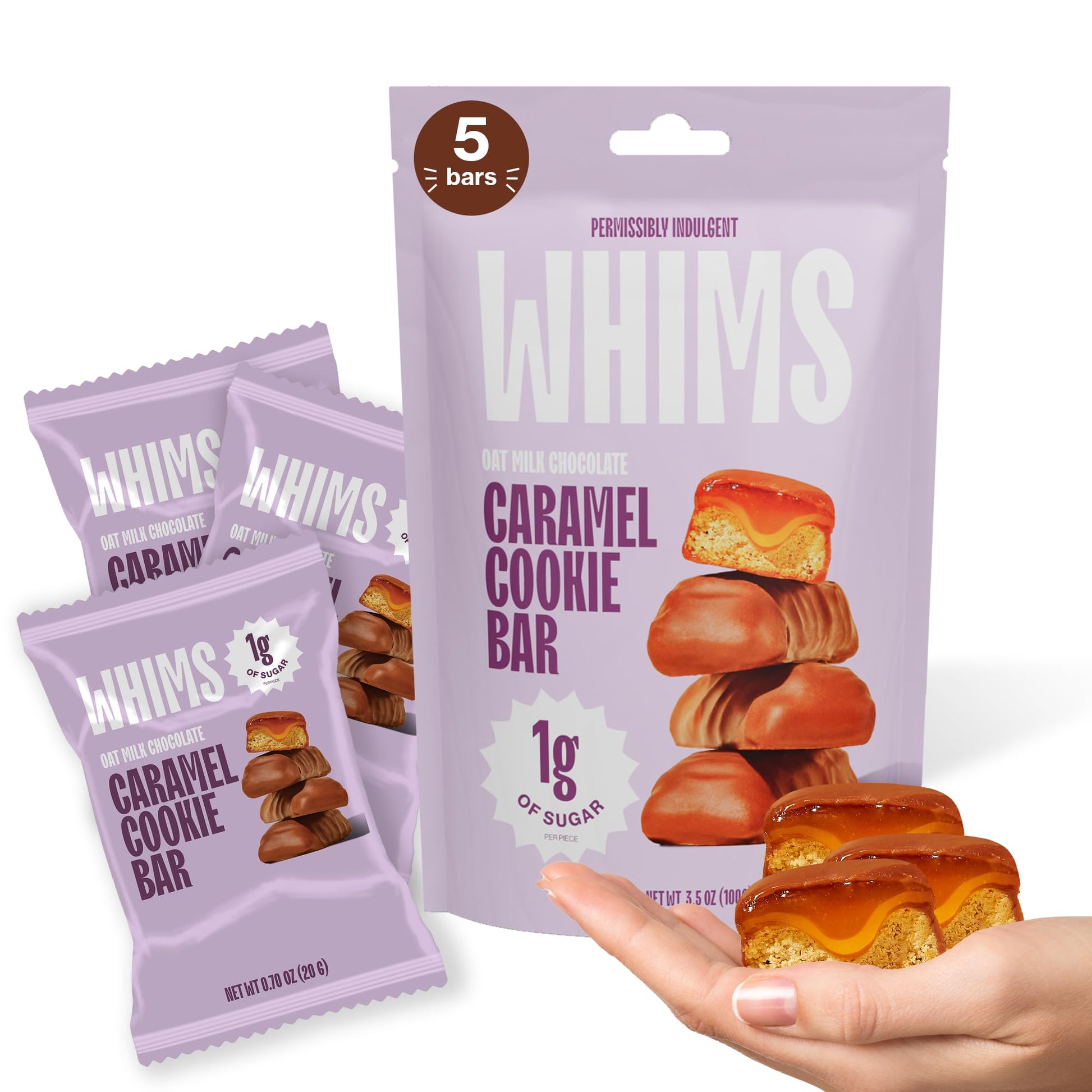 Whims Delights Oat Milk Chocolate Caramel Cookie Bars - Case of 6/5 count - Tree Spirit Wellness