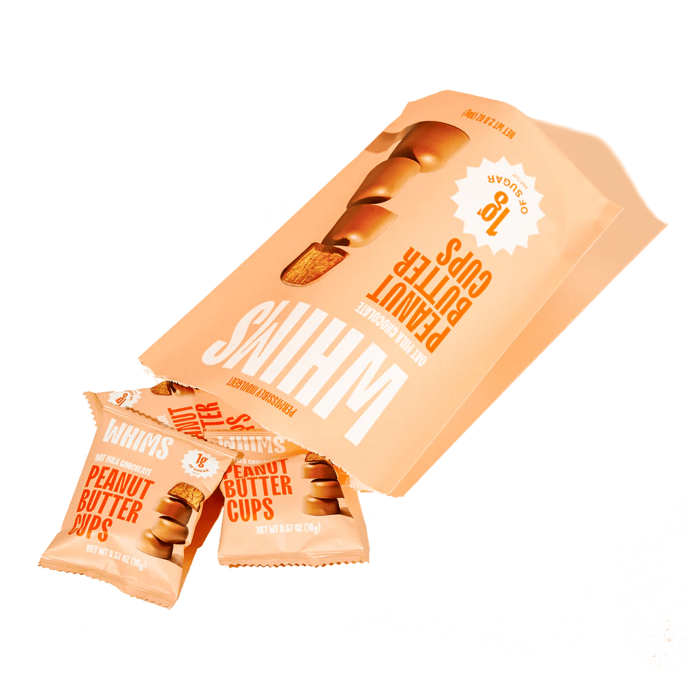 Whims Delights Oat Milk Chocolate Peanut Butter Cups (Stand - up Pouches) - Tree Spirit Wellness