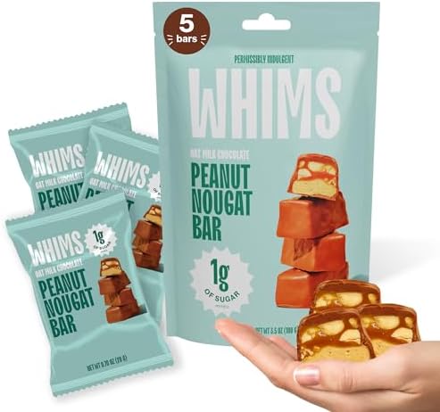 Whims Delights Oat Milk Chocolate Peanut Nougat Bars - Case of 6/5 count - Tree Spirit Wellness