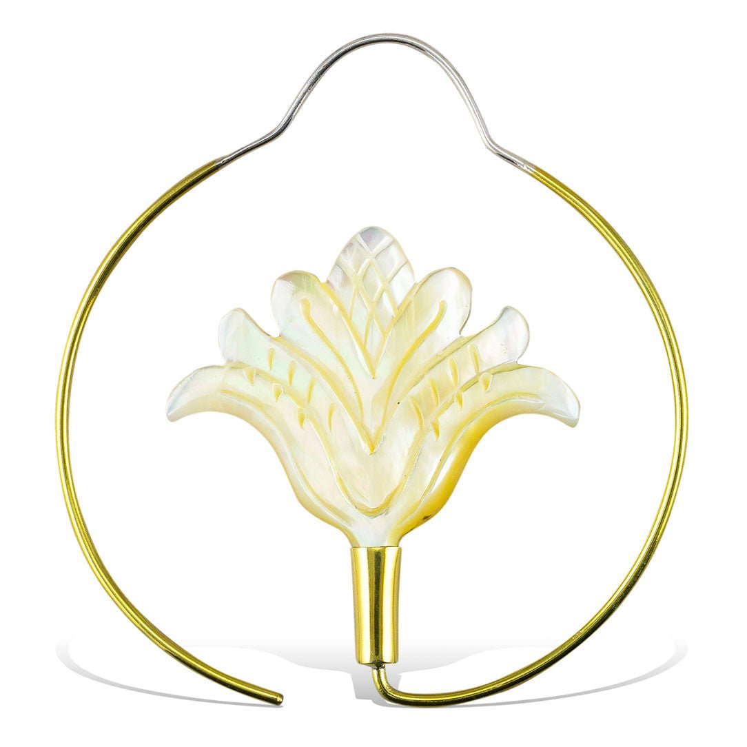 Bellflower Hoops - Shell - Tree Spirit Wellness