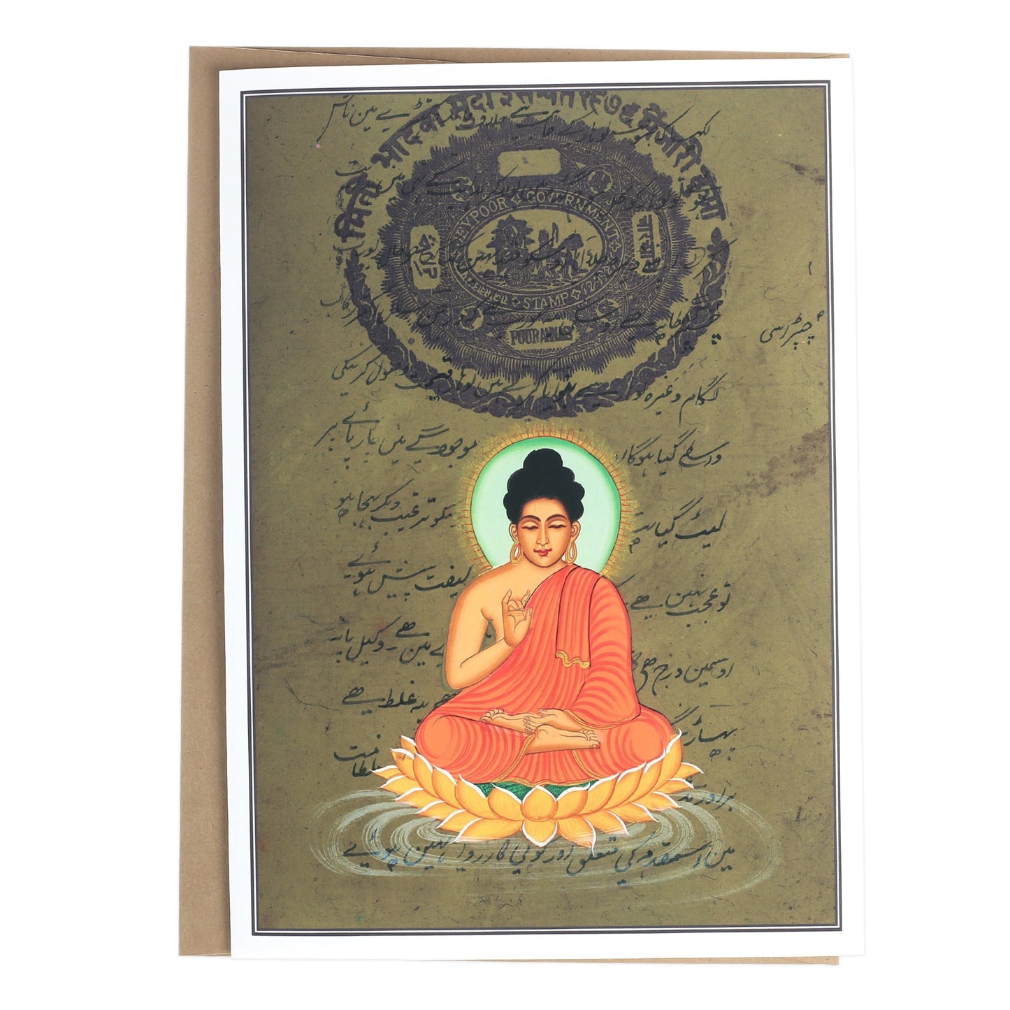 Greeting Card - Rajasthani Miniature Painting - Buddha - 5"x7" - Tree Spirit Wellness