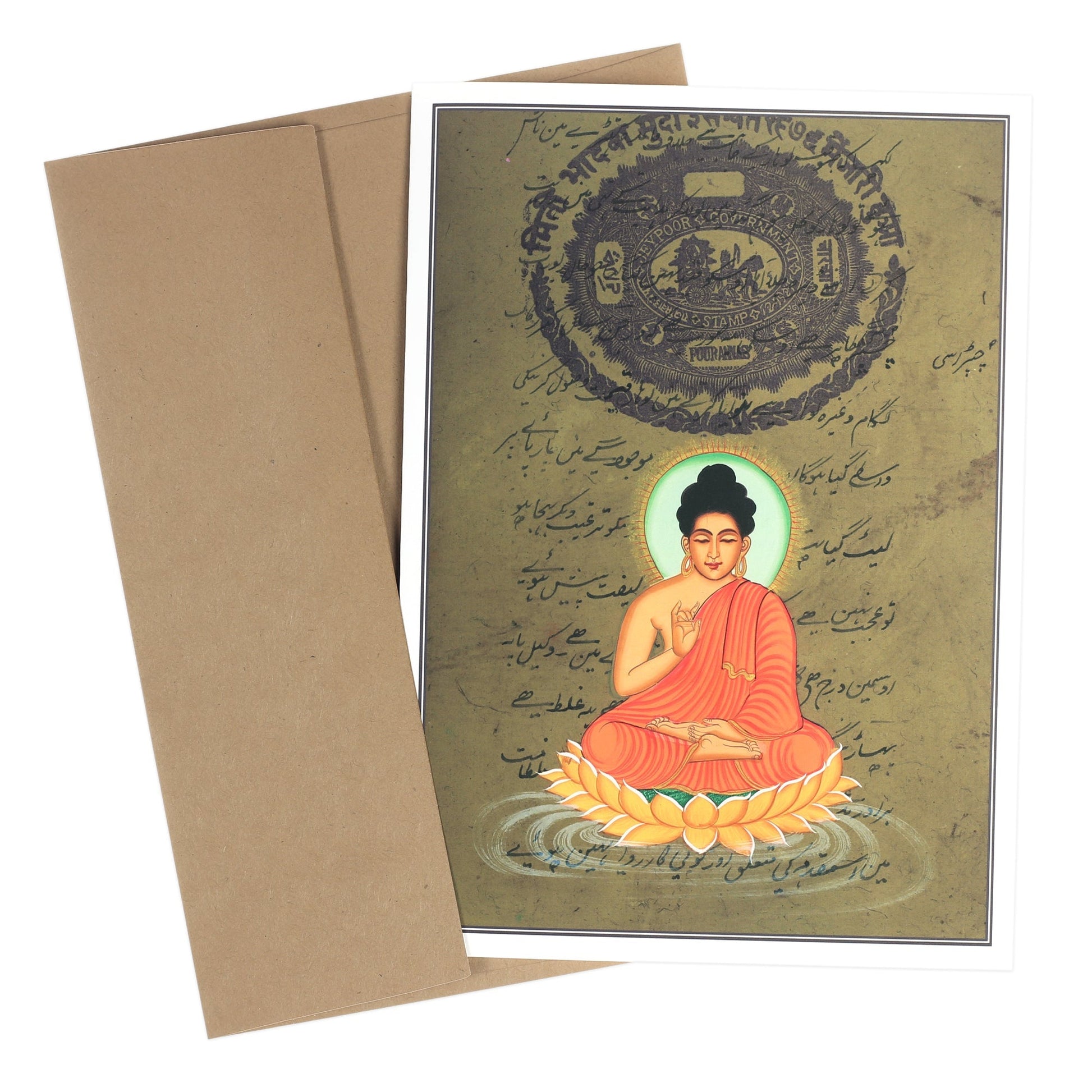 Greeting Card - Rajasthani Miniature Painting - Buddha - 5"x7" - Tree Spirit Wellness