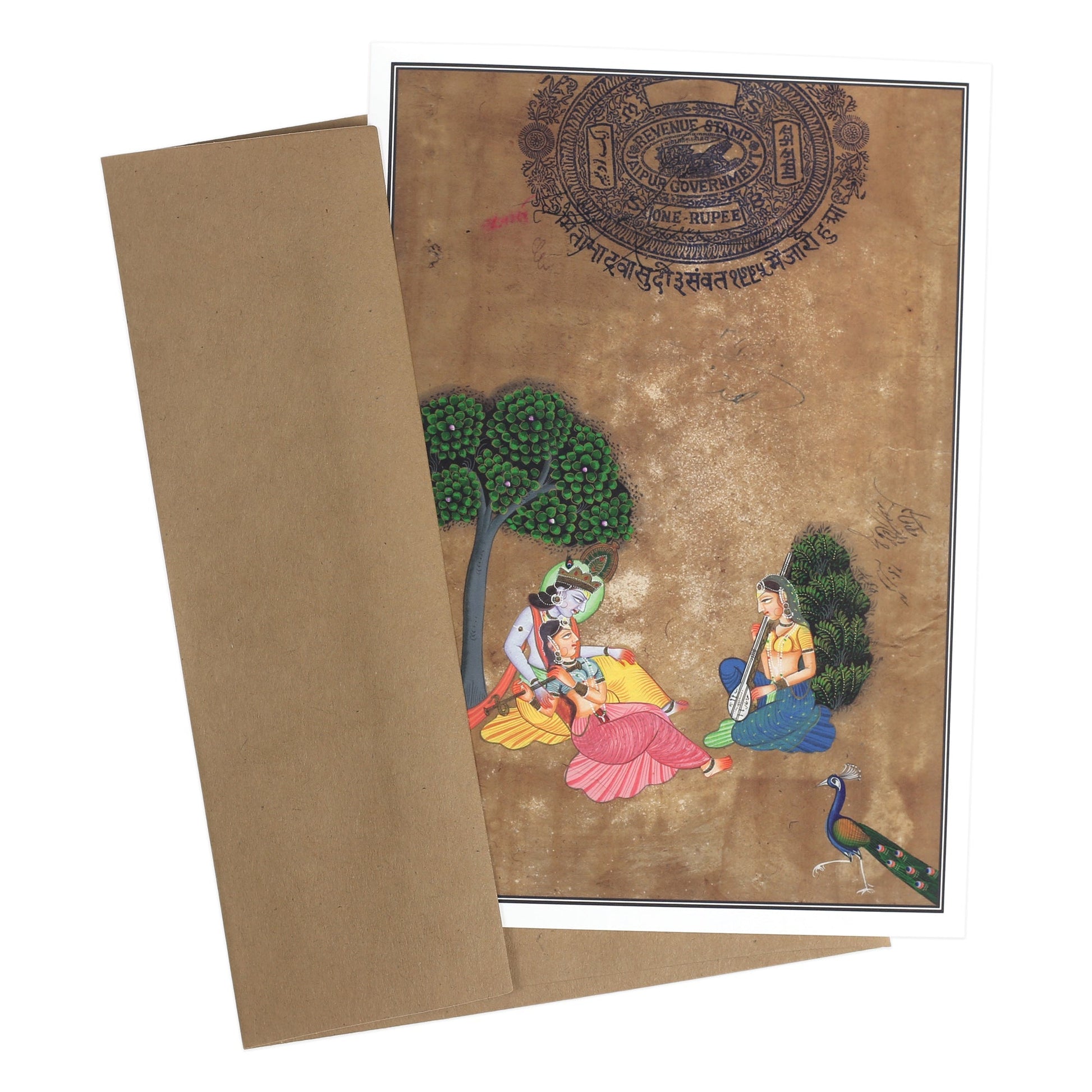 Greeting Card - Rajasthani Miniature Painting - Krishna with Gopis - 5"x7" - Tree Spirit Wellness