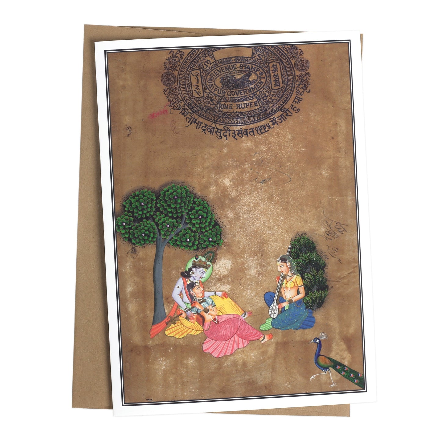 Greeting Card - Rajasthani Miniature Painting - Krishna with Gopis - 5"x7" - Tree Spirit Wellness