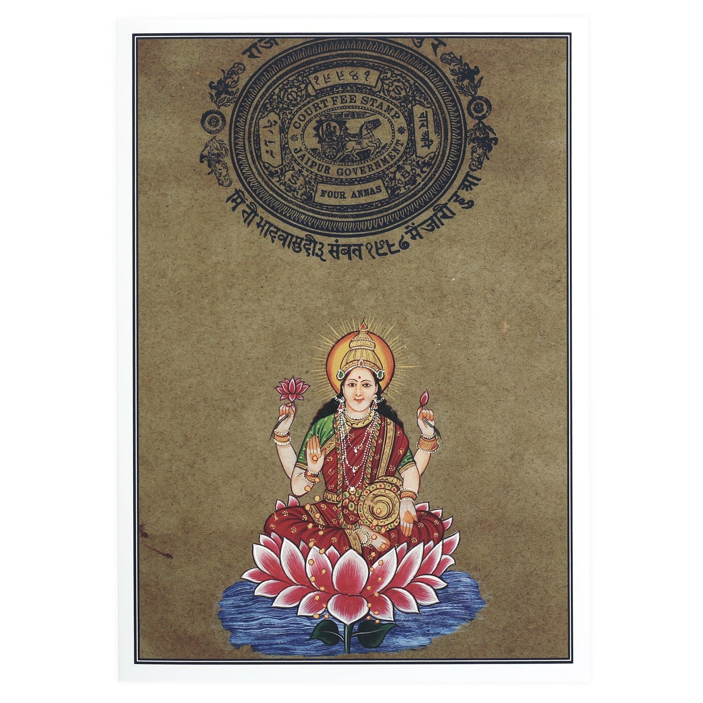 Greeting Card - Rajasthani Miniature Painting - Lakshmi - 5"x7" - Tree Spirit Wellness