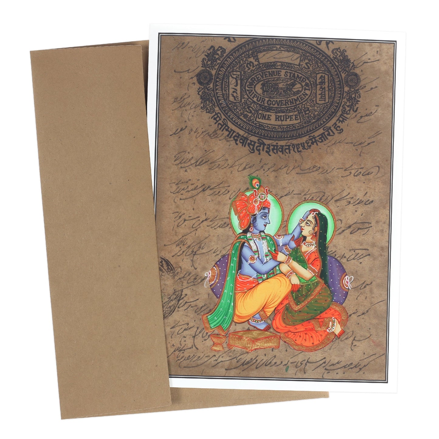 Greeting Card - Rajasthani Miniature Painting - Radha Govinda - 5"x7" - Tree Spirit Wellness