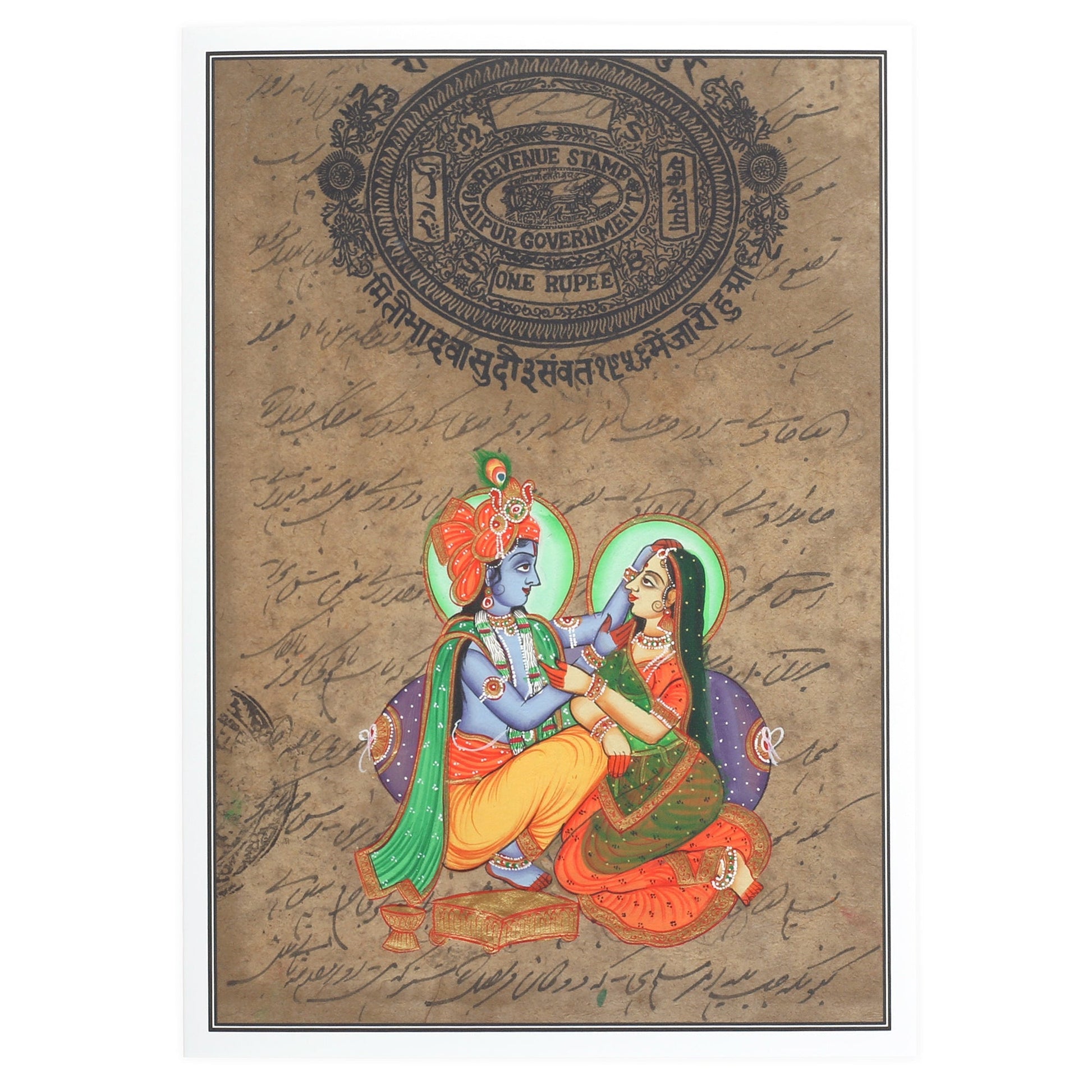 Greeting Card - Rajasthani Miniature Painting - Radha Govinda - 5"x7" - Tree Spirit Wellness