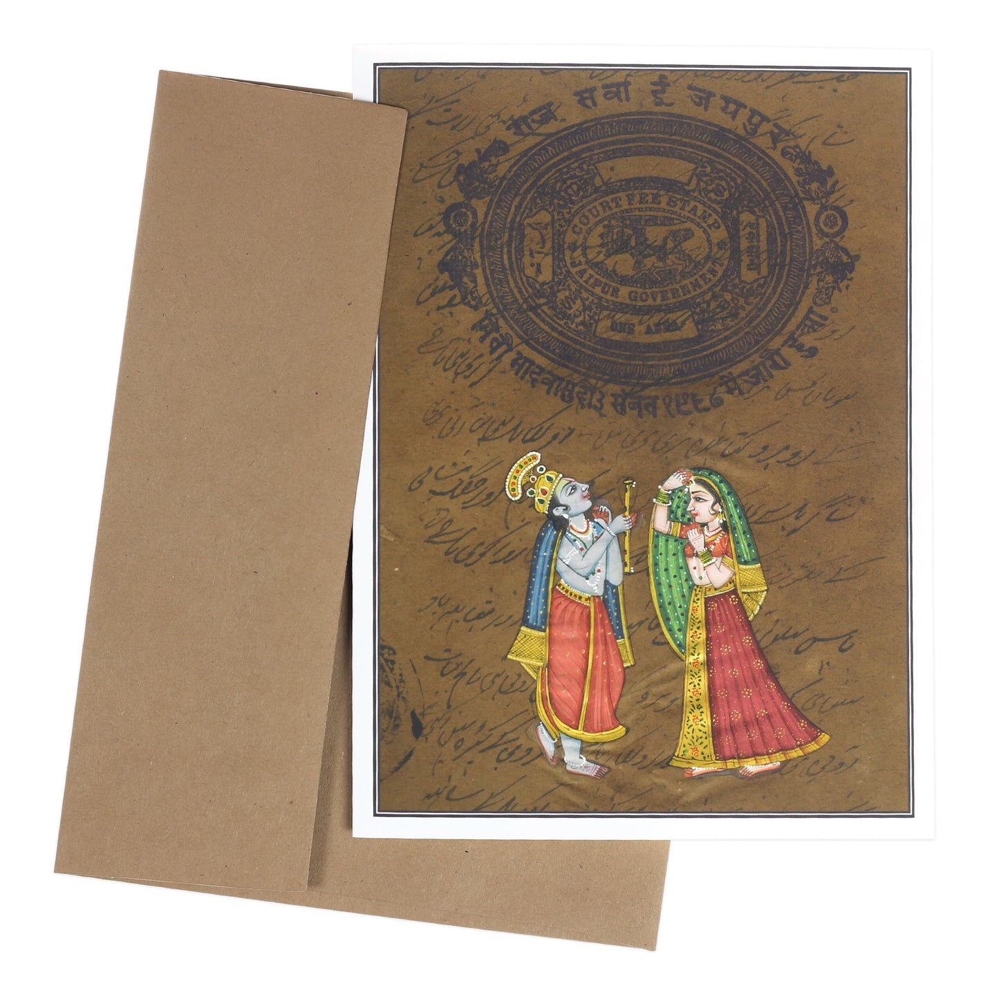 Greeting Card - Rajasthani Miniature Painting - Radha Krishna - 5"x7" - Tree Spirit Wellness