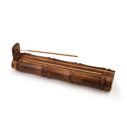 Incense Burner - Bamboo Holder and Storage - 12 inches - Tree Spirit Wellness