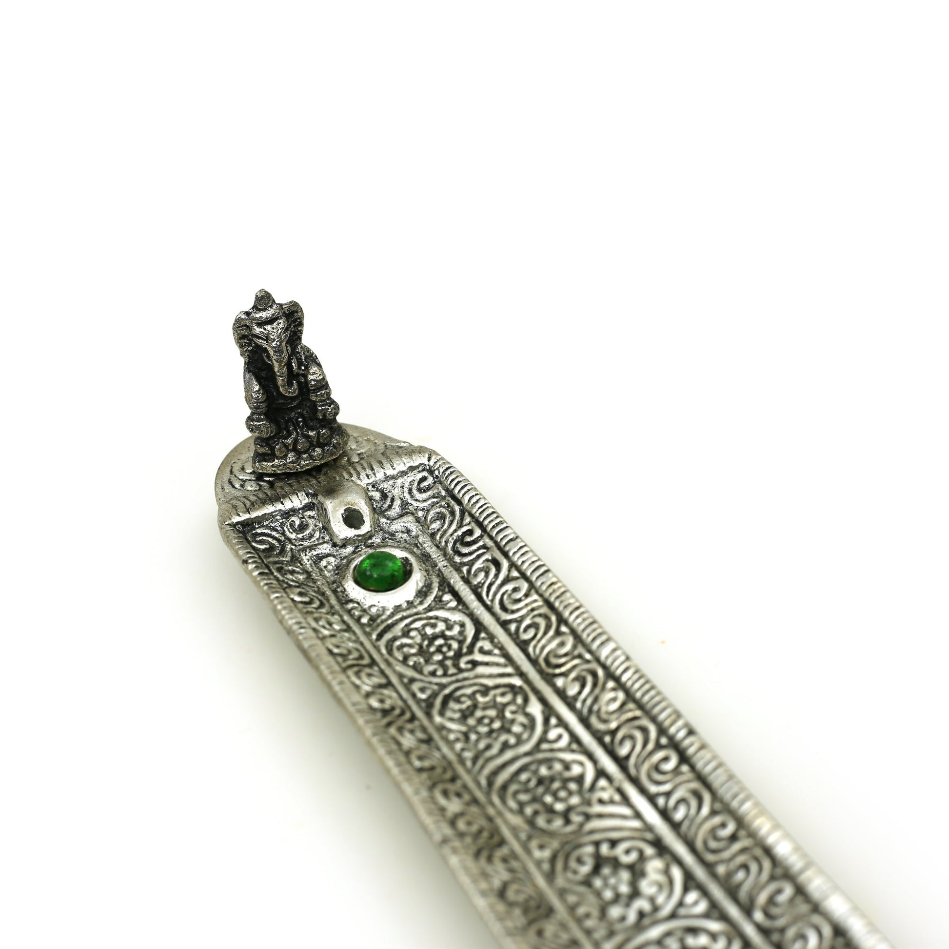 Incense Burner - Ornate Metal Ganesh Rectangular - Tree Spirit Wellness