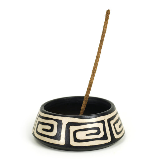 Incense Burner - Peruvian Ceramic Incense Burner for Stick and Cone Incense - 4.5" - Tree Spirit Wellness