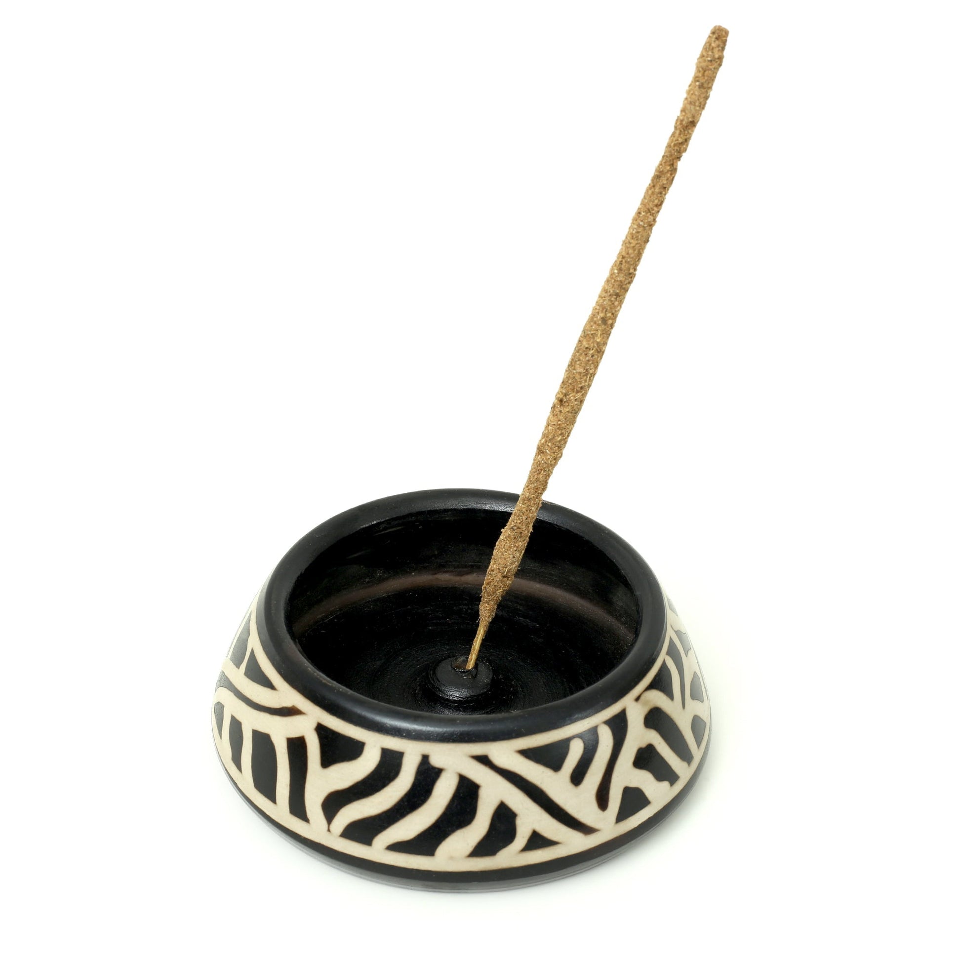 Incense Burner - Peruvian Ceramic Incense Burner for Stick and Cone Incense - Waves - 4.5" - Tree Spirit Wellness