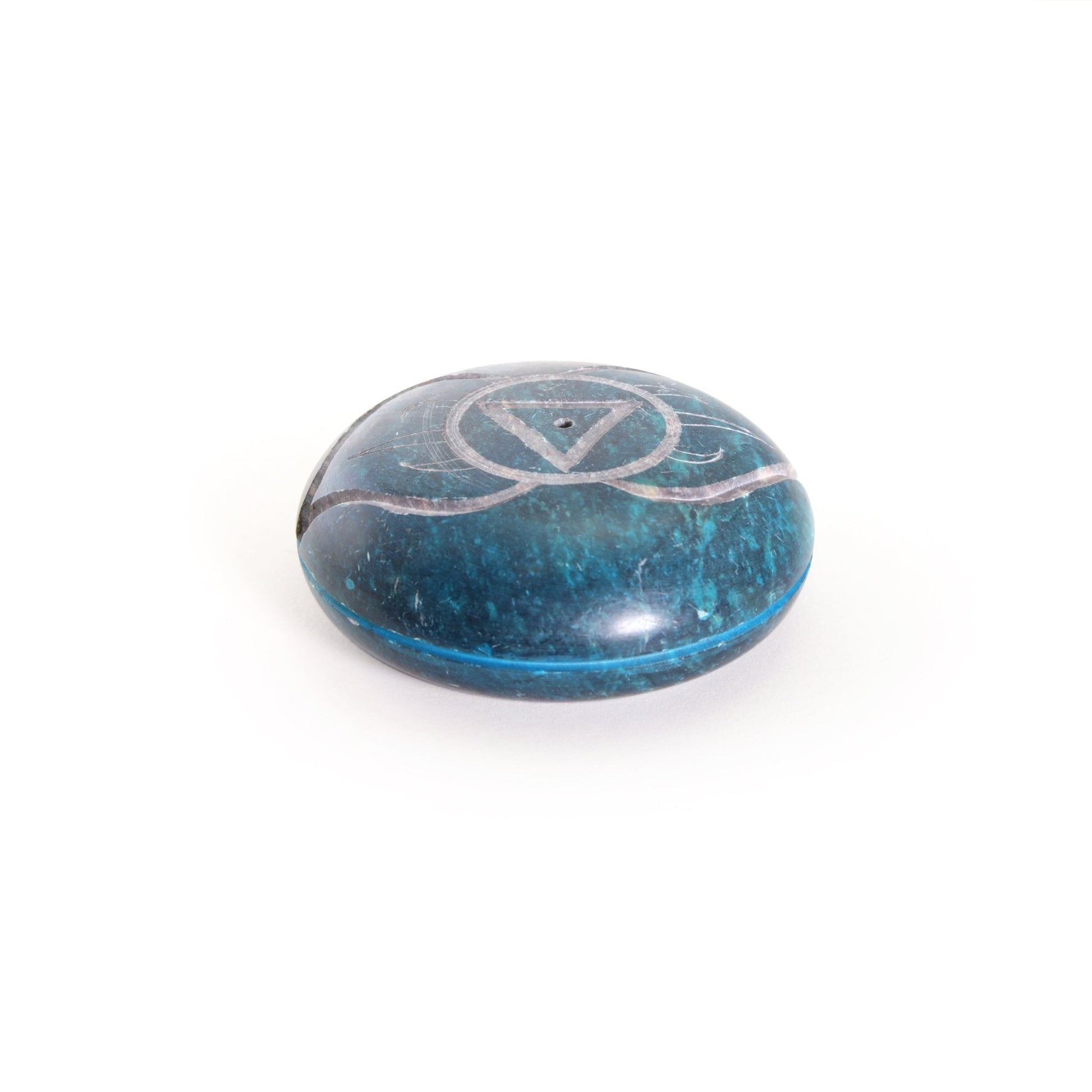 Incense Burner - Soapstone Pebble Third Eye Chakra Ajna 2.5" - Tree Spirit Wellness