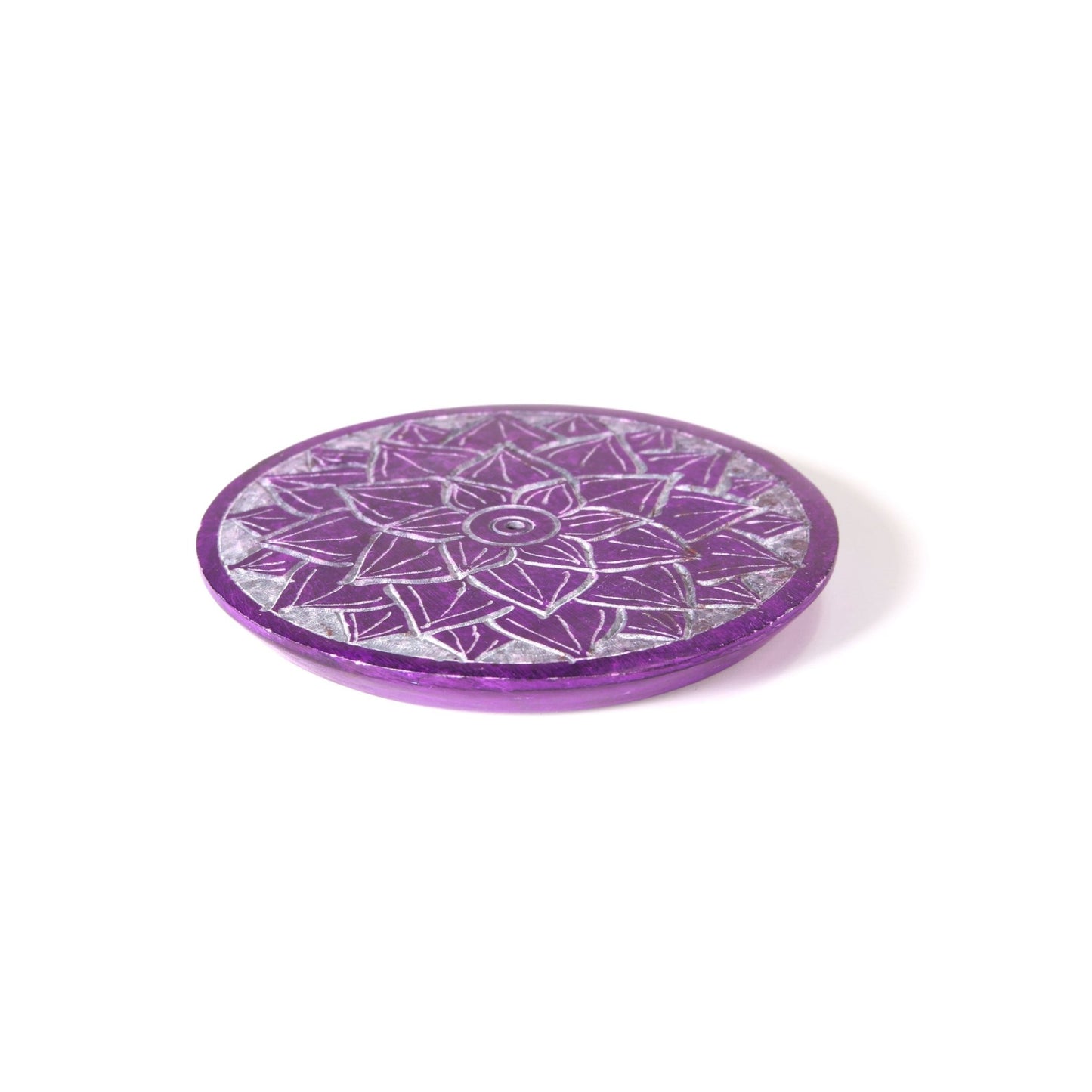 Incense Burner - Soapstone Plate Crown Chakra Sahasrara 3" - Tree Spirit Wellness