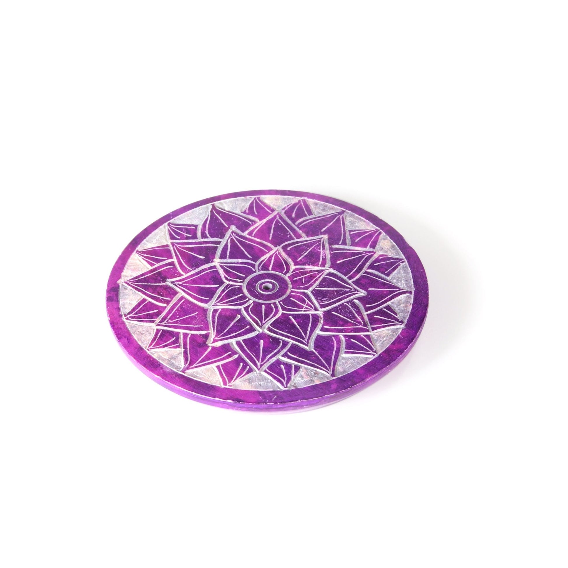 Incense Burner - Soapstone Plate Crown Chakra Sahasrara 3" - Tree Spirit Wellness