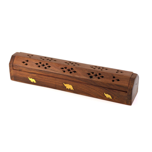 Incense Burner - Wooden Box with Storage - Elephant - Tree Spirit Wellness