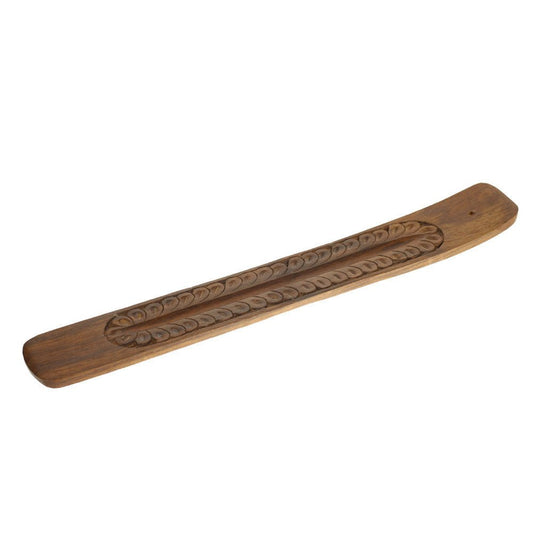 Incense Burner - Wooden Flat Carved Feather - Tree Spirit Wellness