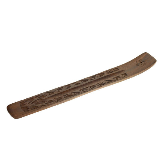 Incense Burner - Wooden Flat Carved Flower - Tree Spirit Wellness