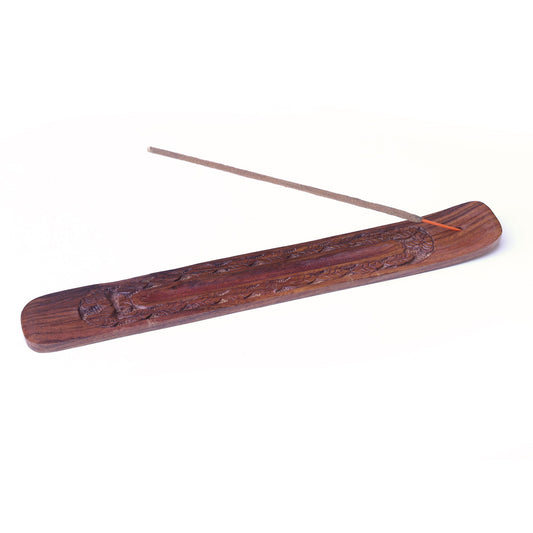 Incense Burner - Wooden Flat Carved Leaves - Tree Spirit Wellness