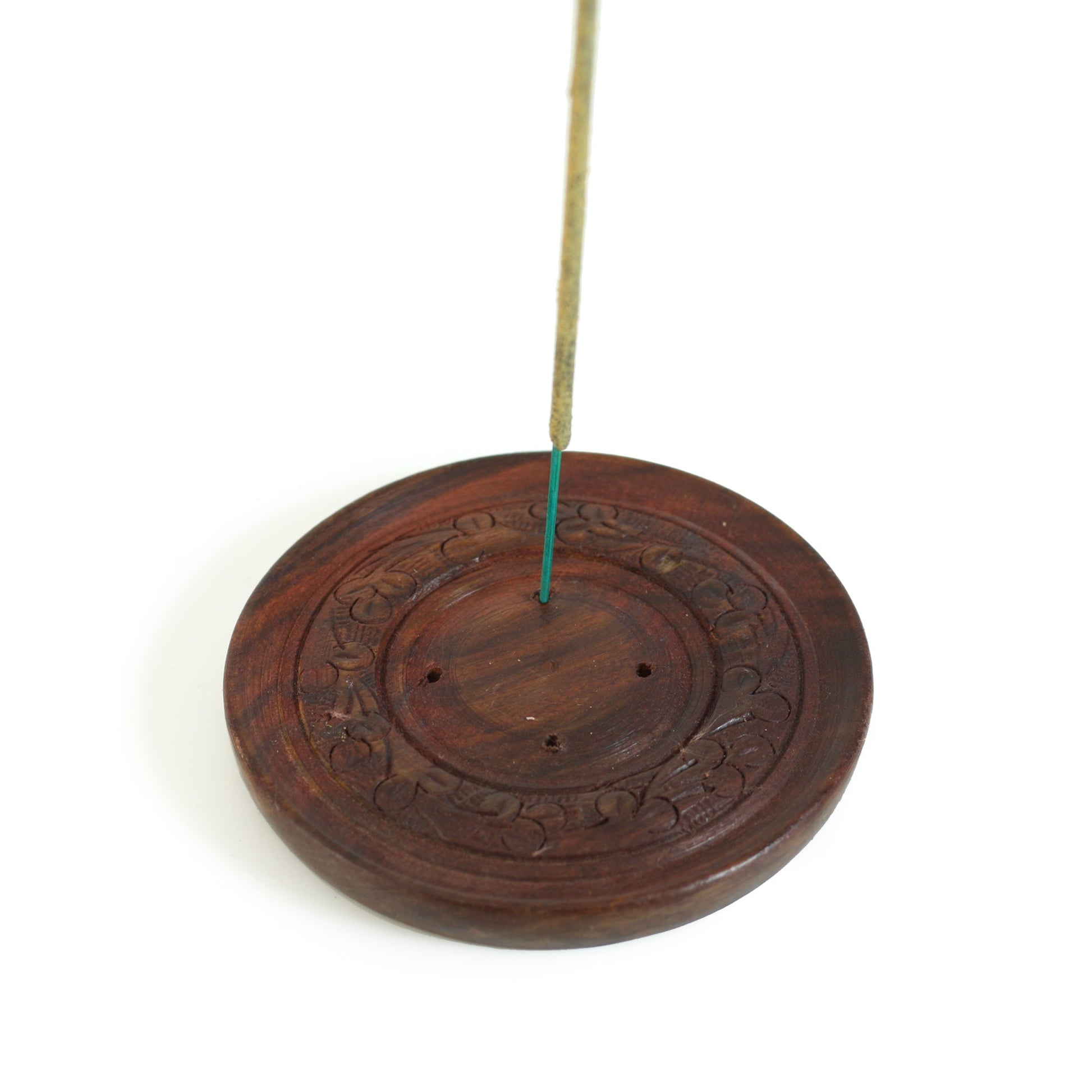 Incense Burner - Wooden Round Plate - 4 inches - Tree Spirit Wellness