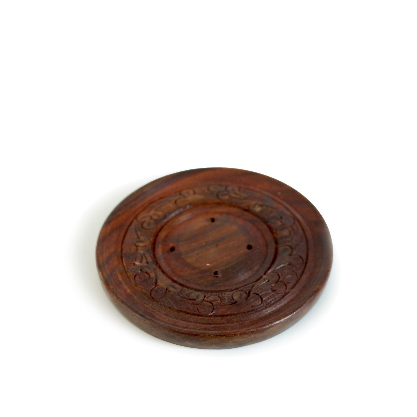 Incense Burner - Wooden Round Plate - 4 inches - Tree Spirit Wellness