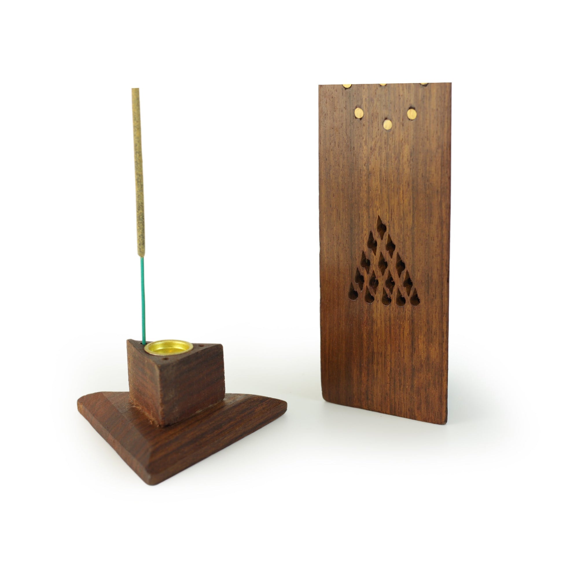 Incense Burner - Wooden Triangle Tower - Tree Spirit Wellness