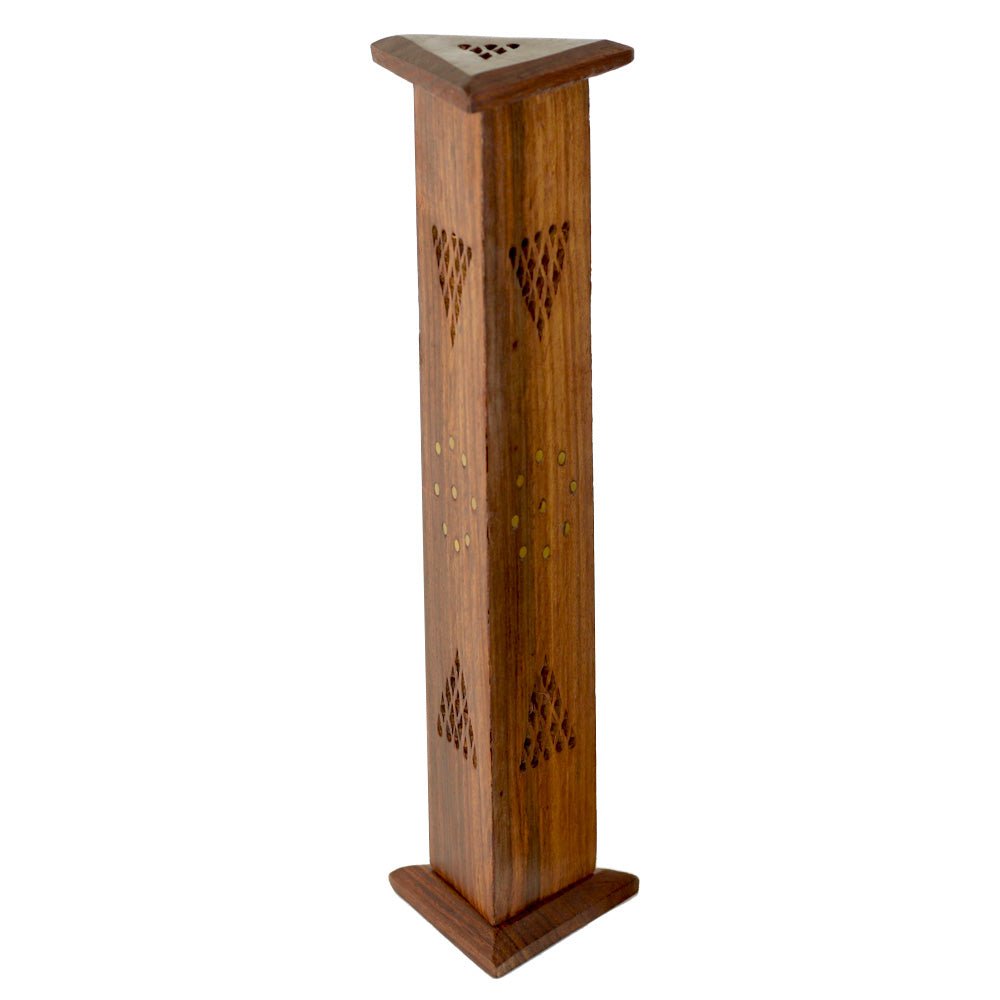 Incense Burner - Wooden Triangle Tower - Tree Spirit Wellness