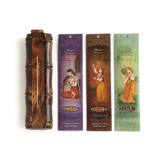 Incense Gift Set - Bamboo Burner + 3 Harmony Incense Sticks Packs & Greeting - Thank you for being you - Tree Spirit Wellness