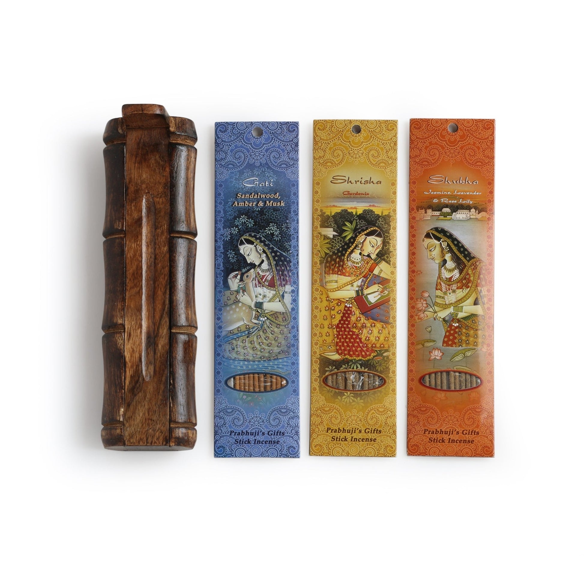 Incense Gift Set - Bamboo Burner + 3 Meditation Incense Stick & Greeting - Thinking of you - Tree Spirit Wellness