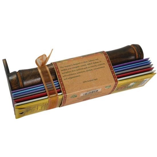 Incense Gift Set - Bamboo Burner + 7 Chakra Incense Sticks Packs & Holiday Greeting - Joy - Tree Spirit Wellness