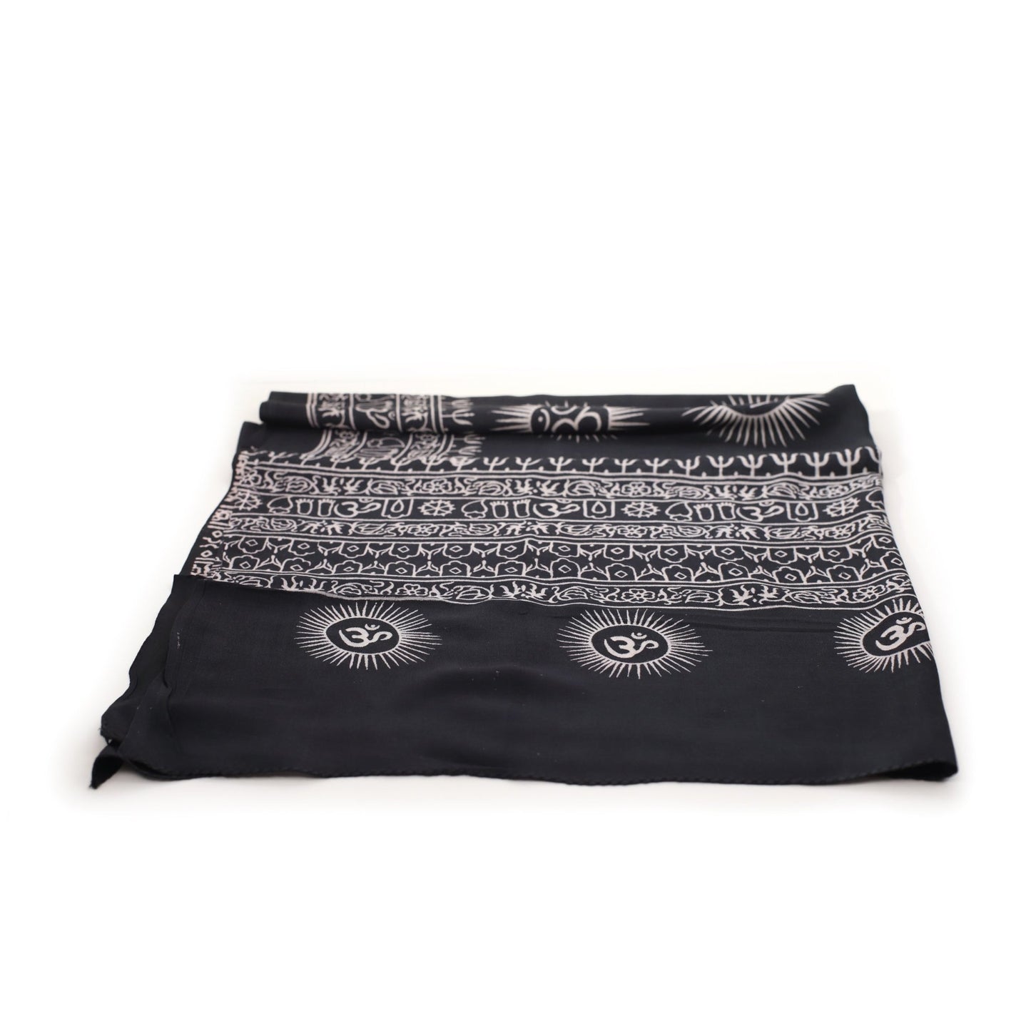 Meditation Yoga Prayer Shawl - Mantra Om - Black Large - Tree Spirit Wellness