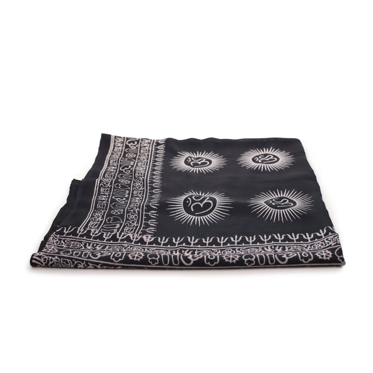 Meditation Yoga Prayer Shawl - Mantra Om - Black Large - Tree Spirit Wellness